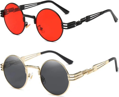 Miniatura 21 de Dollger Gafas de sol redondas Steampunk con marco de metal