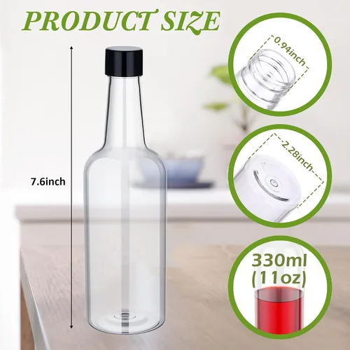 Miniatura 2 de Patelai 24 botellas de vino de plástico con tapas de 11 onzas de cuello largo, botellas de plástico de cuarto de galón con tapas de rosca