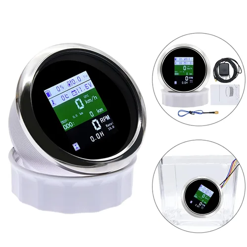 Miniatura 3 de KAOLALI Velocímetro GPS ajustable multifuncional 6 en 1 medidor digital tacómetro voltímetro presión de aceite Nivel de combustible Temperatura