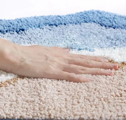 Miniatura 3 de Tapete de baño azul con olas del océano, bonita decoración temática costera de playa, antideslizante, lavable, tapete de baño para dormitorio, baño