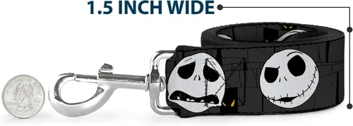Miniatura 6 de Buckle-Down Correa para mascotas, NBC Jack Expressions/Halloween Elements gris, 4 pies de largo, 1.5 pulgadas de ancho