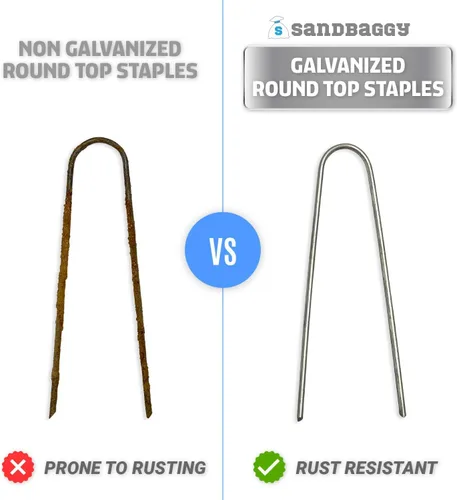 Miniatura 3 de Sandbaggy 100 grapas de paisaje de 6 pulgadas ~ SOD Staples Garden Stakes Round Pins