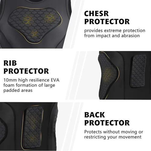 Miniatura 3 de Men's Football Padded Compression Shirt Baseball Chest Protector Rib Protector Vest Heart Guard Sternum Undershirt for Rugby Soccer Hockey Paintball