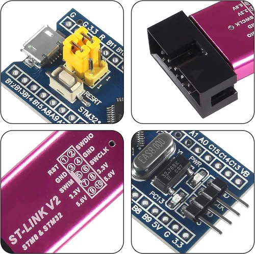 Miniatura 4 de Alinan 2 unids ST-Link V2 Unidad de Programación Emulador Descargador (color al azar)+2pcs STM32F103C6T6 Placa de desarrollo de sistema mínimo