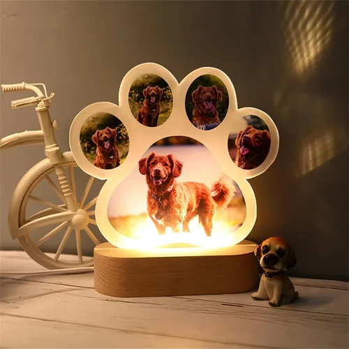 Miniatura 14 de Lámpara de fotos personalizada con 5 imágenes, luz LED para dormitorio, noche 3D, Navidad, cumpleaños, hueso, 8 pulgadas