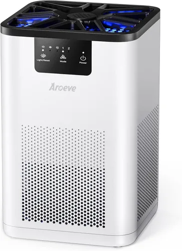 AROEVE Purificadores de aire para dormitorio, purificador de aire con función de aromaterapia para humo de mascotas, polen, caspa, pelo, olor, Blanco