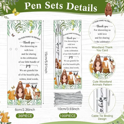 Miniatura 3 de 36 juegos de recuerdos de mariposa para baby shower para invitados, incluye bolígrafos morados de papel rodante con tarjetas de felicitación a
