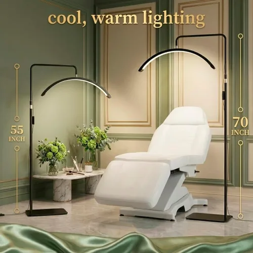 Miniatura 5 de Hi_friend Lámpara de media luna portátil de 23 pulgadas, luz de pestañas para esteticistas, lámpara LED de piso arqueada brillante para extensiones