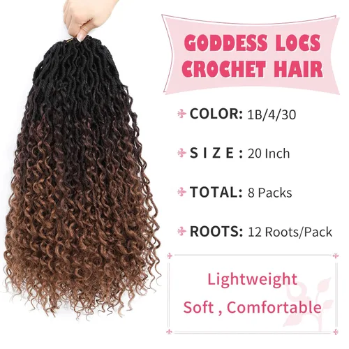 Miniatura 82 de Alicoco Goddess Locs Cabello de Ganchillo 12 Pulgadas 8 Paquetes Rastas Sintéticas de Ganchillo Para Mujeres Rastas Suaves Boho Pre-enrolladas River