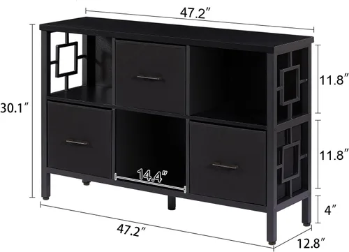 Miniatura 2 de HOMISSUE Estantería organizadora de almacenamiento de 6 cubos, estantería corta rústica con 3 contenedores de almacenamiento, estantería horizontal