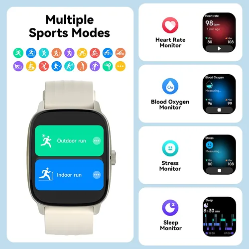 Miniatura 4 de Reloj inteligente, no requiere aplicación/teléfono, pantalla HD de 1.85 pulgadas, reloj impermeable con monitor de frecuencia cardíaca y sueño