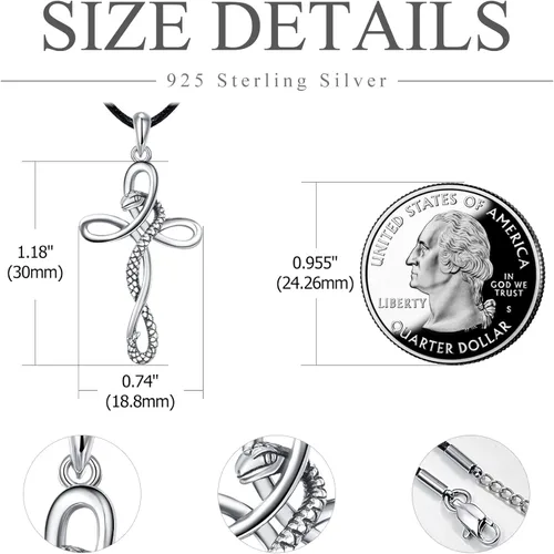 Miniatura 2 de TANGPOET - Collar de serpiente de plata de ley con colgante de Ankhmal de ojo joyería de protección regalo de Navidad para mujeres y hombres y ella