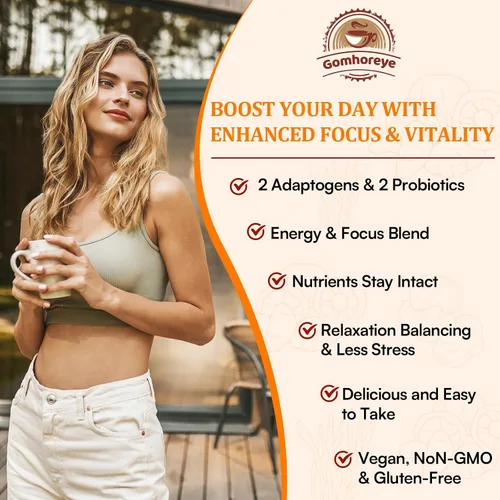 Miniatura 9 de Café de hongos – Café de hongos orgánico con 11 hongos superalimentos, incluye melena de león, reishi, chaga, cordyceps y adaptógenos, suplemento