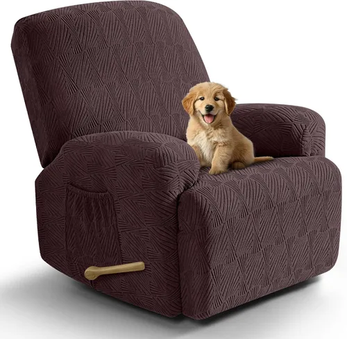 Miniatura 34 de VANSOFY Fundas para sillas reclinables, 4 piezas, elásticas, de tela jacquard, suave funda para silla reclinable, protector de muebles con parte
