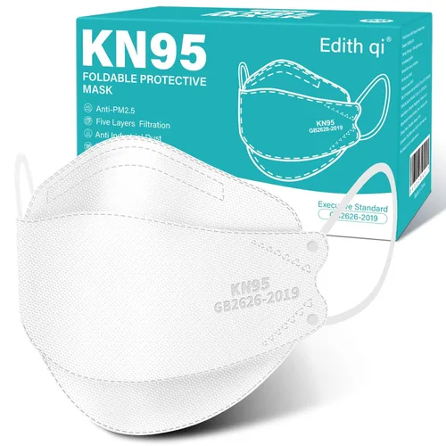Miniatura 11 de Edith qi Mascarilla KN95 50 unidades, 5 capas, color verde, desechables, para adultos, eficiencia del filtro del 95 %, protección contra partículas