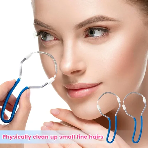 Miniatura 7 de 2pcs removedor de vello facial manual, depiladora de resorte de acero inoxidable portátil, removedor de vello facial suave para mujeres hombres