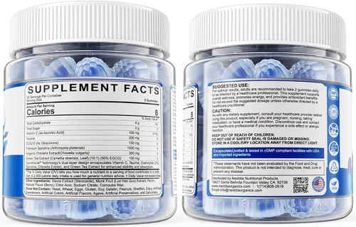 Miniatura 9 de Gomitas de espirulina azul orgánica, alta ficocianina de algas azul-verdes ricas en nutrientes para antioxidantes, energía celular y limpieza