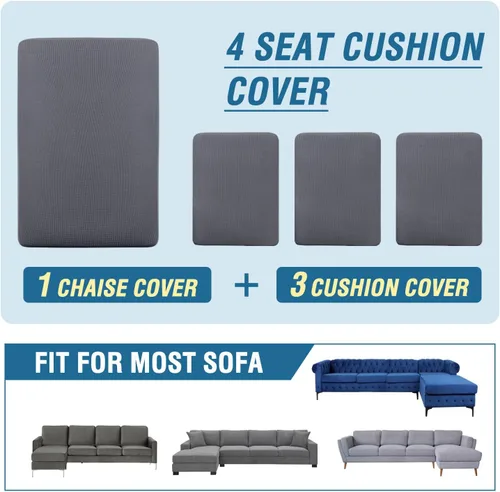 Miniatura 8 de H.VERSAILTEX Fundas para Sofá Seccional de 4 Piezas, Fundas de Cojines de Asiento de Sofá en Forma de L, Fundas de Cojines Separadas para Sofá