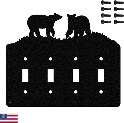 Miniatura 17 de Bear - Placa de pared para interruptor de luz de palanca doble (palanca doble, negro) - Fabricado en Estados Unidos
