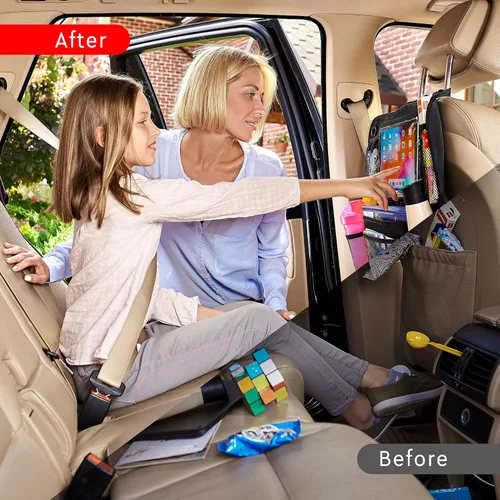 Miniatura 3 de Helteko Organizador para el asiento trasero del coche, protector de respaldo con soporte para tableta con pantalla táctil, organizador de asiento