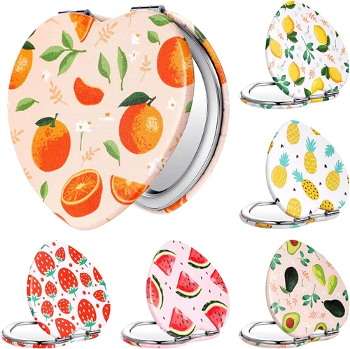 Miniatura 8 de Vicenpal Espejos Compactos Pequeños de Bolsillo con Diseño de Frutas, Mini Espejos Magnificantes Portátiles de Maquillaje, Espejo de Doble Cara