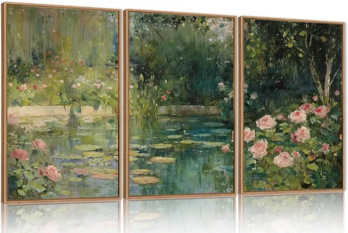 Miniatura 43 de FWIEXA Juego de Arte de Lienzo Bohemio Enmarcado para Pared, Cuadros Botánicos Verde Salvia Decoración de Pared, Impresiones de Arte de Plantas