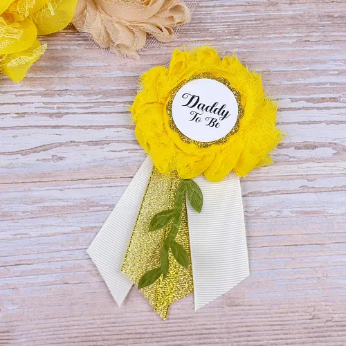 Miniatura 5 de Faja de maternidad para baby shower, juego de pines de ramillete para mamá para ser papá para ser padre (girasol amarillo)