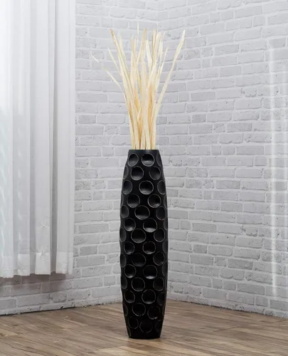 Miniatura 3 de Leewadee Jarrón grande negro para decoración del hogar, de madera, de 26 pulgadas de alto, decoración de granja, soporte para flores para plantas