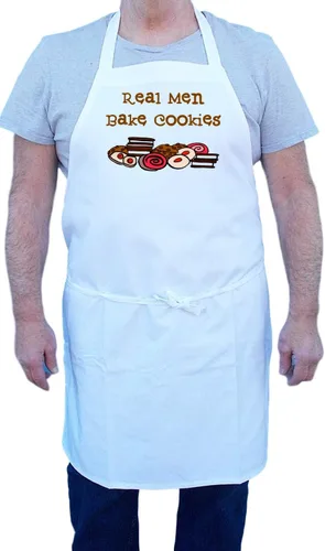 Miniatura 4 de CoolAprons Delantal blanco divertido para hombres reales que hornean galletas – Regalo de cocina y repostería para papás, esposos, novios o hombres