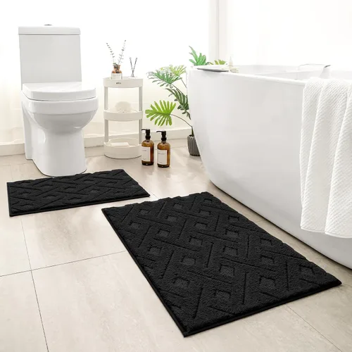 HOMEIDEAS - Juego de alfombras de baño de 2 piezas, antideslizantes, lavables a máquina, de felpa extra suave y absorbente, para baño, tina y ducha