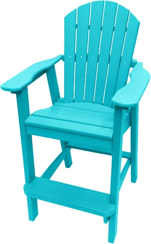 Miniatura 11 de Phat Tommy Silla alta Adirondack – Muebles de exterior de polietileno de alta densidad – Taburete de bar Adirondack de polietileno – Mueble pesado