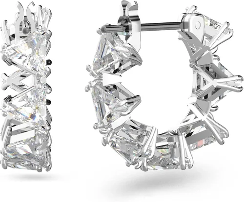 Miniatura 2 de Swarovski Matrix Hoop Earrings, Clear Crystals, Rhodium Finish
