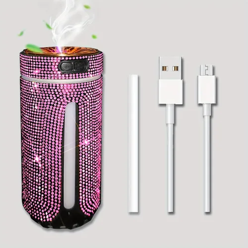 Miniatura 8 de Humidificador de coche con diamantes de imitación, humidificador USB de aceite esencial para coche, humidificador de aromaterapia, portátil, mini