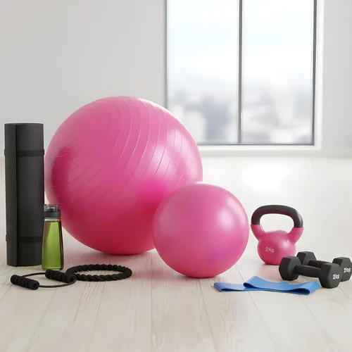 Miniatura 7 de Kifmurase 2 pelotas de yoga, bolas de ejercicio antiestallido de 25 pulgadas de grosor para entrenamiento y estabilidad, equipo de pelota de Rosa
