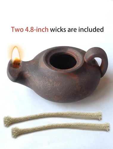 Miniatura 2 de Lámpara de aceite de arcilla hecha a mano, linterna bíblica de oración de estilo antiguo, regalo cristiano y decoración del hogar