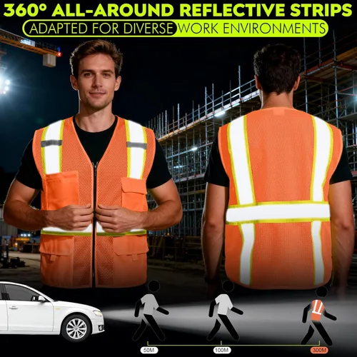 Miniatura 3 de Chalecos de seguridad con logotipo personalizado (S, M, L, XL, 2XL, 3XL, 4XL) Chalecos de seguridad reflectantes de alta visibilidad Clase 2