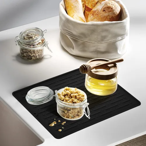 Miniatura 5 de GeeRic Tapete para secar platos, tapete de silicona resistente al calor para encimera de cocina, tapete antideslizante para secar platos, apto