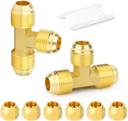 Miniatura 10 de GASHER Adaptador de codo de montaje de tubo de latón de 1/2 pulgada flare x 1/2 pulgada NPT macho Pipe