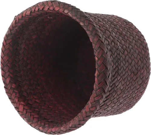 Miniatura 9 de NUOBESTY Cesta redonda de hierba marina: 5.5 x 7.1 pulgadas, cubierta de macetas tejidas, contenedores de macetas - Cesta de mimbre para plantas