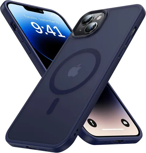 Miniatura 9 de Funda magnética para iPhone 13 y iPhone 14 para MagSafe [protección de grado militar de 10 pies], delgada, translúcida mate con borde de silicona