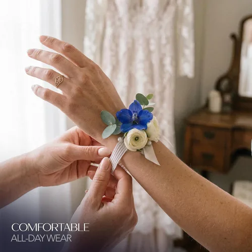 Miniatura 3 de Royal Imports Corsage - Pulseras elásticas para la mano, para boda, graduación, flores, dama de honor, festival floral Boutonniere, fiestas