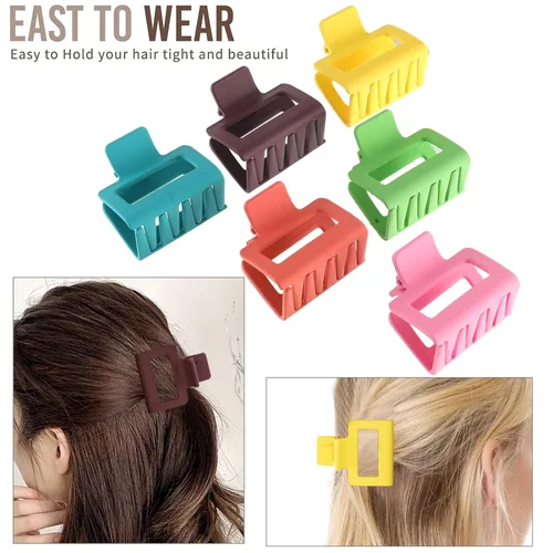 Miniatura 7 de Paquete de 12 pinzas para el cabello cuadradas coloridas y modernas, pinzas rectangulares neutrales grandes y grandes, antideslizantes, mate, Mezcla
