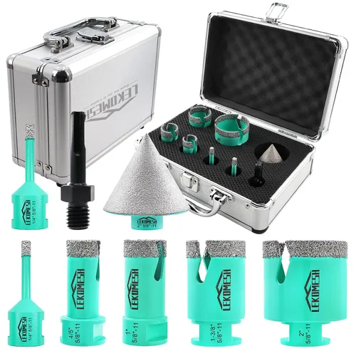 Kit de brocas de núcleo de diamante, 8 piezas (6/6/20/25/35/1.969 in+1.969 in + adaptador de vástago SDS) para azulejos de porcelana, cerámica,