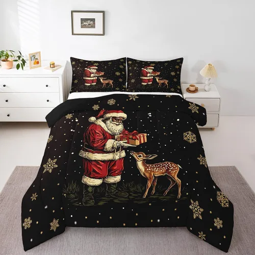 Miniatura 21 de Erosebridal Juego de edredón con gorro de Navidad, calcetines de Navidad, regalo de Navidad, decoración de ropa de cama, relleno de edredón de Feliz