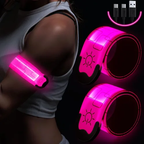 Miniatura 10 de Simket Brazalete LED Recargable para Correr (Paquete de 2), Luces para Correr para Corredores, Luces para Correr, Equipo Reflectante de Alta
