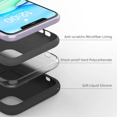 Miniatura 4 de Funda de silicona líquida compatible con iPhone 11 (6.1 pulgadas), cubierta de goma de gel de protección completa con forro de microfibra suave