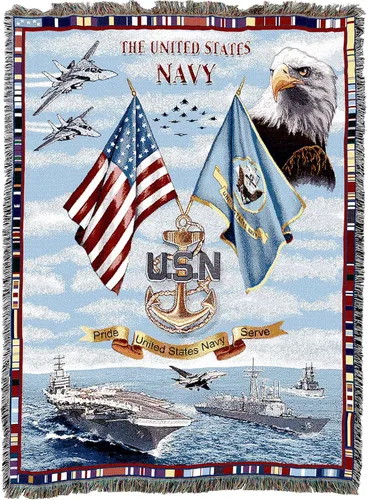 Miniatura 26 de Pure Country Weavers PCW - Manta familiar de la Marina de los Estados Unidos, manta militar de regalo para la parte posterior del sofá o sofá