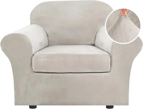 Miniatura 89 de H.VERSAILTEX - Funda elástica para sofá de 3 piezas, de suave terciopelo afelpado, para sofá biplaza con 2 cojines de hasta 72 pulgadas de ancho, se