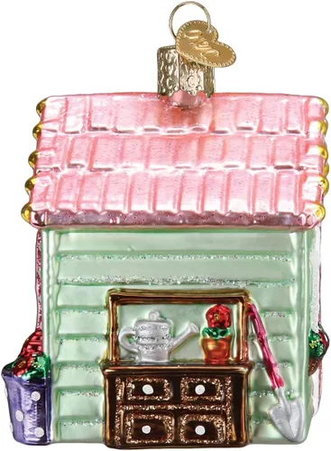 Miniatura 3 de Old World Christmas She Shed - Adorno de cristal soplado para árbol de Navidad, decoración navideña hecha a mano, colección de jardín