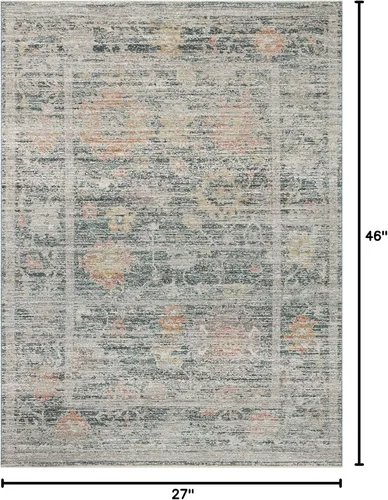 Miniatura 2 de Loloi Magnolia Home de Joanna Gaines Millie Collection MIE-01 Azul/Multicolor, 2 pies 3 pulgadas x 3 pies 10 pulgadas, 0.25 pulgadas de altura